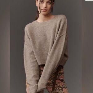 Pilcro Cashmere taupe Crewneck crop wide sleeve Sweater